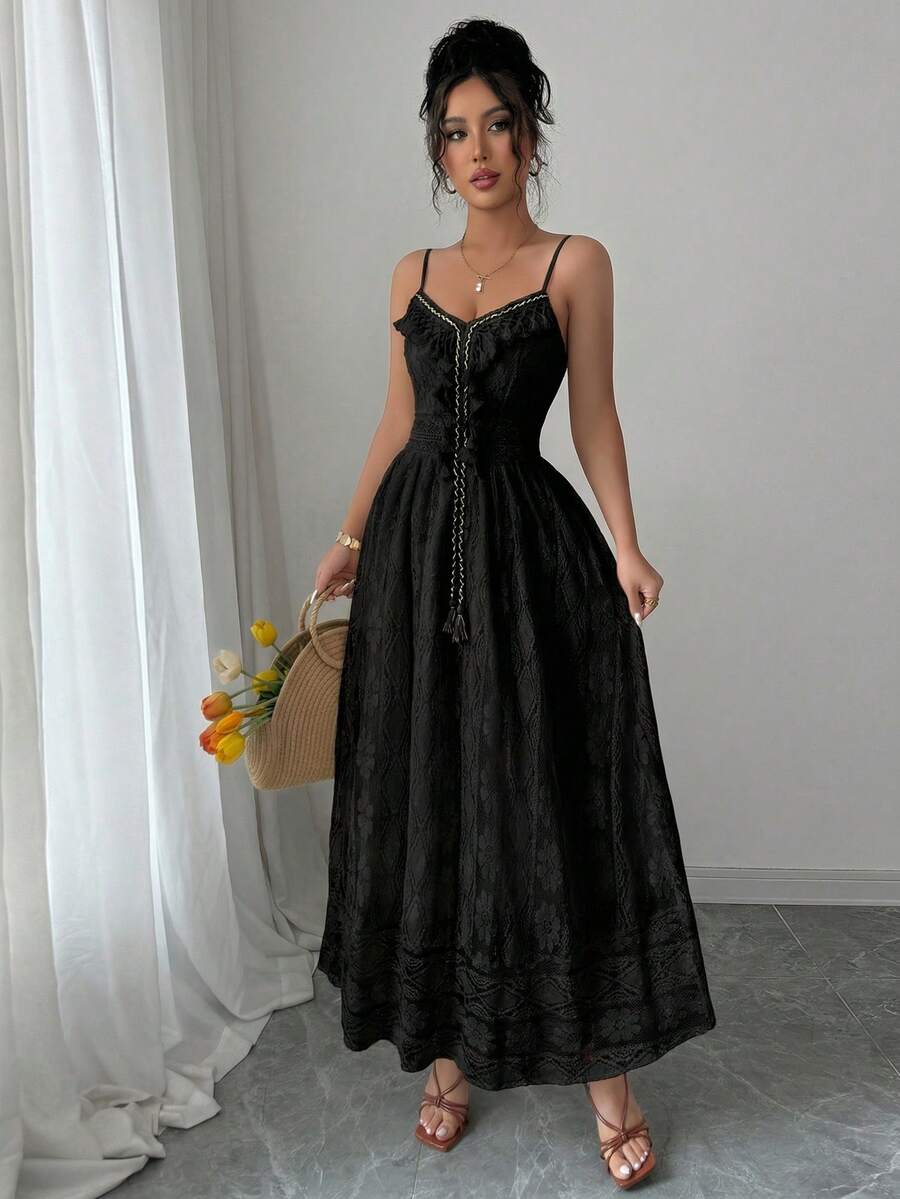 Radiate timeless grace with this elegant V-neck floral lace maxi dress, the quintessential piece for an effortless vacation wardrobe. Designed with intricate floral lace detailing that offers a delicate, ethereal texture, this stunning gown features a flattering V-neckline and a sweeping silhouette that moves beautifully with every step. Perfect for sun-drenched beach weddings, sophisticated spring garden parties, or romantic summer evening strolls, the lightweight and breathable fabric ensures maximum comf