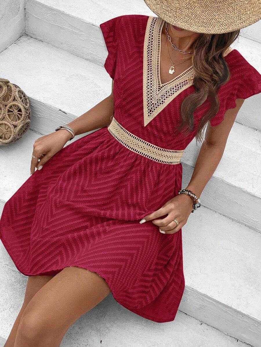 Twirl into any celebration in this stunning V-neck lace A-line dress! Perfect for graduations, bridal showers, and summer soirées, this elegant piece combines timeless sophistication with effortless charm. The delicate lace detailing adds a touch of romance, while the flattering A-line silhouette ensures you'll feel confident and radiant. Whether you're cheering on the graduate or celebrating the bride-to-be, this dress is your go-to for making a graceful impression. Dress it up with heels and jewelry, or k