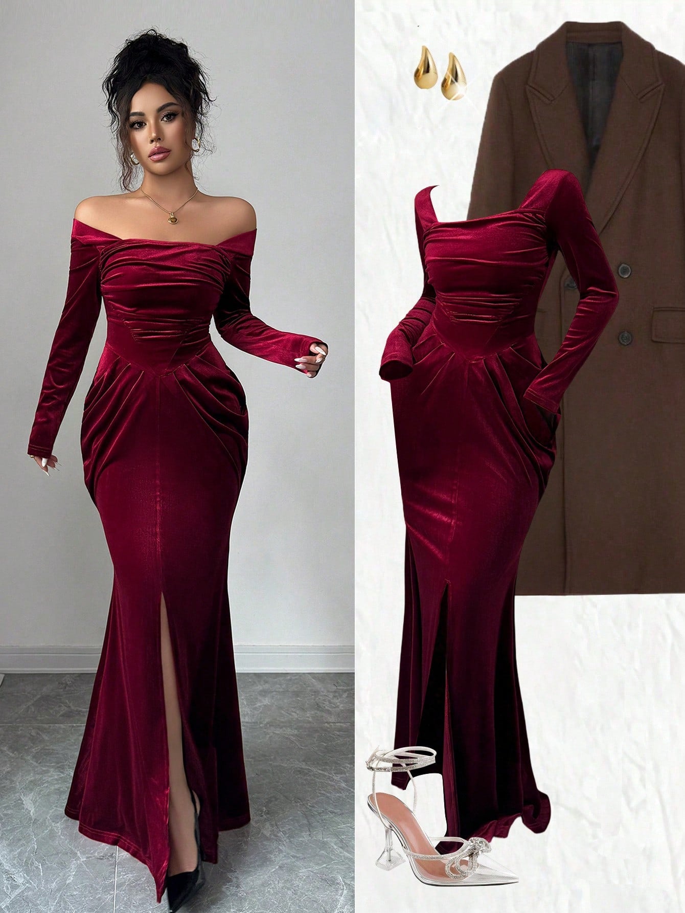 Slip into pure holiday magic with this stunning velvet maxi dress that's ready to turn heads at every celebration. The chic square neckline frames your shoulders beautifully, while the luxurious velvet fabric drapes like a dream. A playful ruffle hem adds just the right amount of flair and movement, making every twirl feel special. Perfect for festive parties, elegant dinners, or any occasion that calls for a touch of glamour. This dress is your ticket to feeling absolutely fabulous from the moment you put 