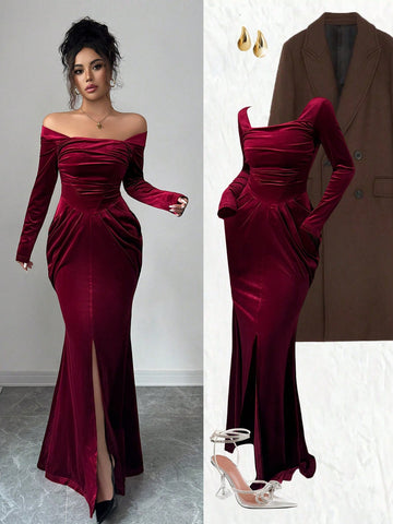 Slip into pure holiday magic with this stunning velvet maxi dress that's ready to turn heads at every celebration. The chic square neckline frames your shoulders beautifully, while the luxurious velvet fabric drapes like a dream. A playful ruffle hem adds just the right amount of flair and movement, making every twirl feel special. Perfect for festive parties, elegant dinners, or any occasion that calls for a touch of glamour. This dress is your ticket to feeling absolutely fabulous from the moment you put 