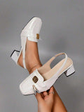 Step into timeless elegance with these vintage-inspired open toe high heels. Featuring a sturdy thick heel for all-day comfort and stability, paired with a sophisticated metal buckle detail that adds a touch of refined glamour. The open toe design keeps your look fresh and breathable, making them ideal for warm weather occasions. 
