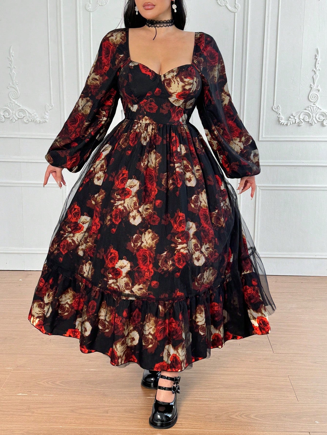 Get ready to turn heads in this Elegant Vintage Goth Long Sleeve Maxi Dress! Made with 4-Way Stretch for a comfortable fit and featuring a unique Printed Black Mesh design, this dress is perfect for any occasion. Don't sacrifice style for comfort – this dress has both!