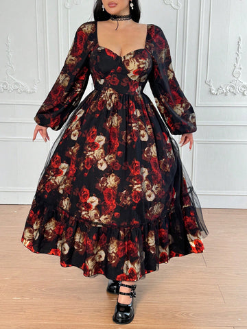 Get ready to turn heads in this Elegant Vintage Goth Long Sleeve Maxi Dress! Made with 4-Way Stretch for a comfortable fit and featuring a unique Printed Black Mesh design, this dress is perfect for any occasion. Don't sacrifice style for comfort – this dress has both!