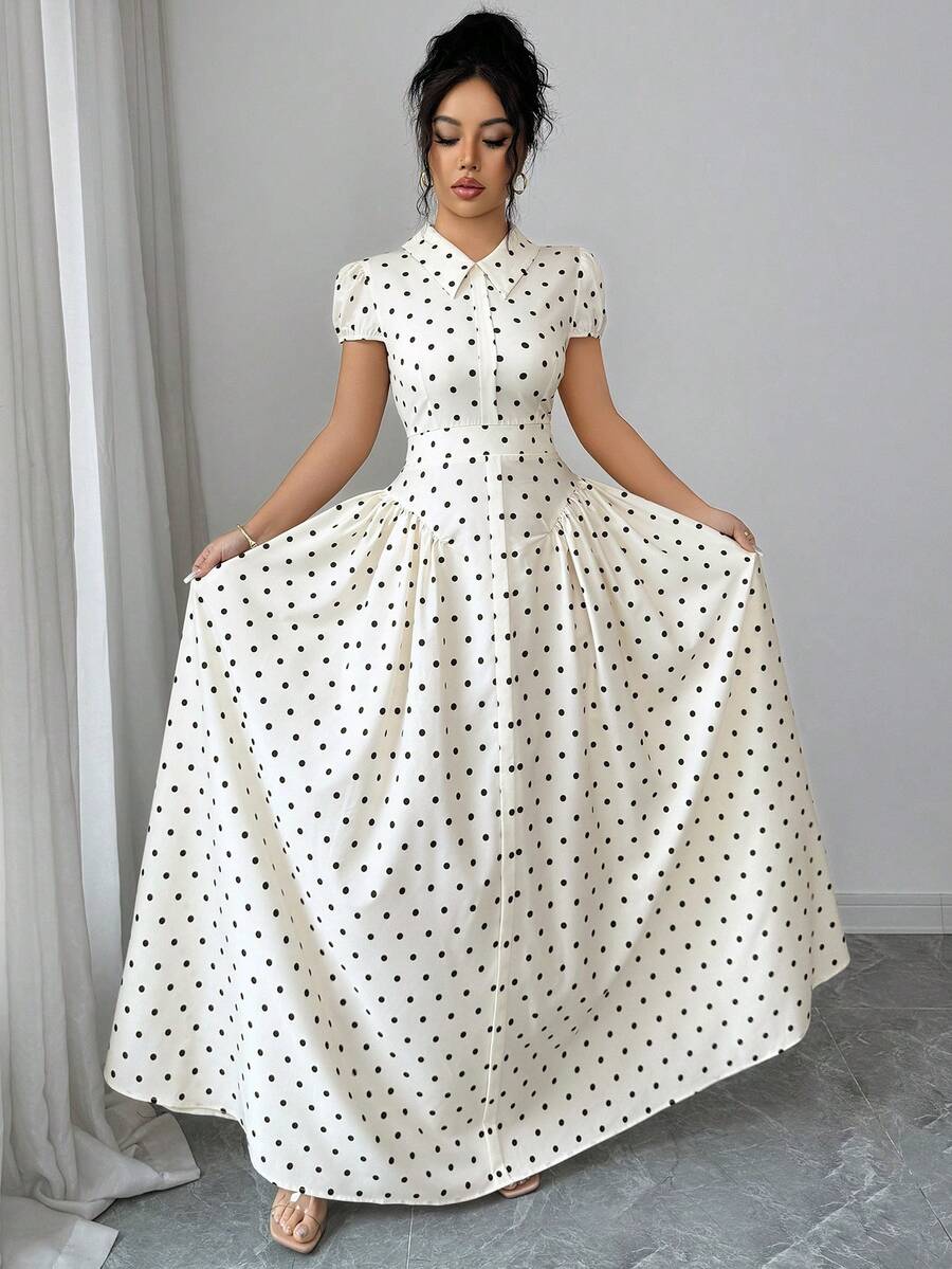 Experience the breathtaking fusion of heritage vintage artistry and sharp, modern architectural tailoring. This stunning polka dot ensemble is meticulously designed for the woman who values a high-fashion, "quiet luxury" approach to seasonal dressing—the ultimate centerpiece for prestigious business environments, exclusive holiday retreats, and high-authority corporate events.