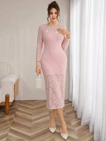 Step into timeless elegance with this show-stopping vintage-inspired midi dress, where sparkling rhinestones catch the light at every turn. Crafted with luxurious lace detailing and charming bowknot accents, this piece transforms any autumn or winter occasion into something truly magical. The midi silhouette flatters every figure while the intricate embellishments add that perfect touch of glamour and sophistication. Whether you're heading to a special event or simply want to feel fabulous, this dress deliv