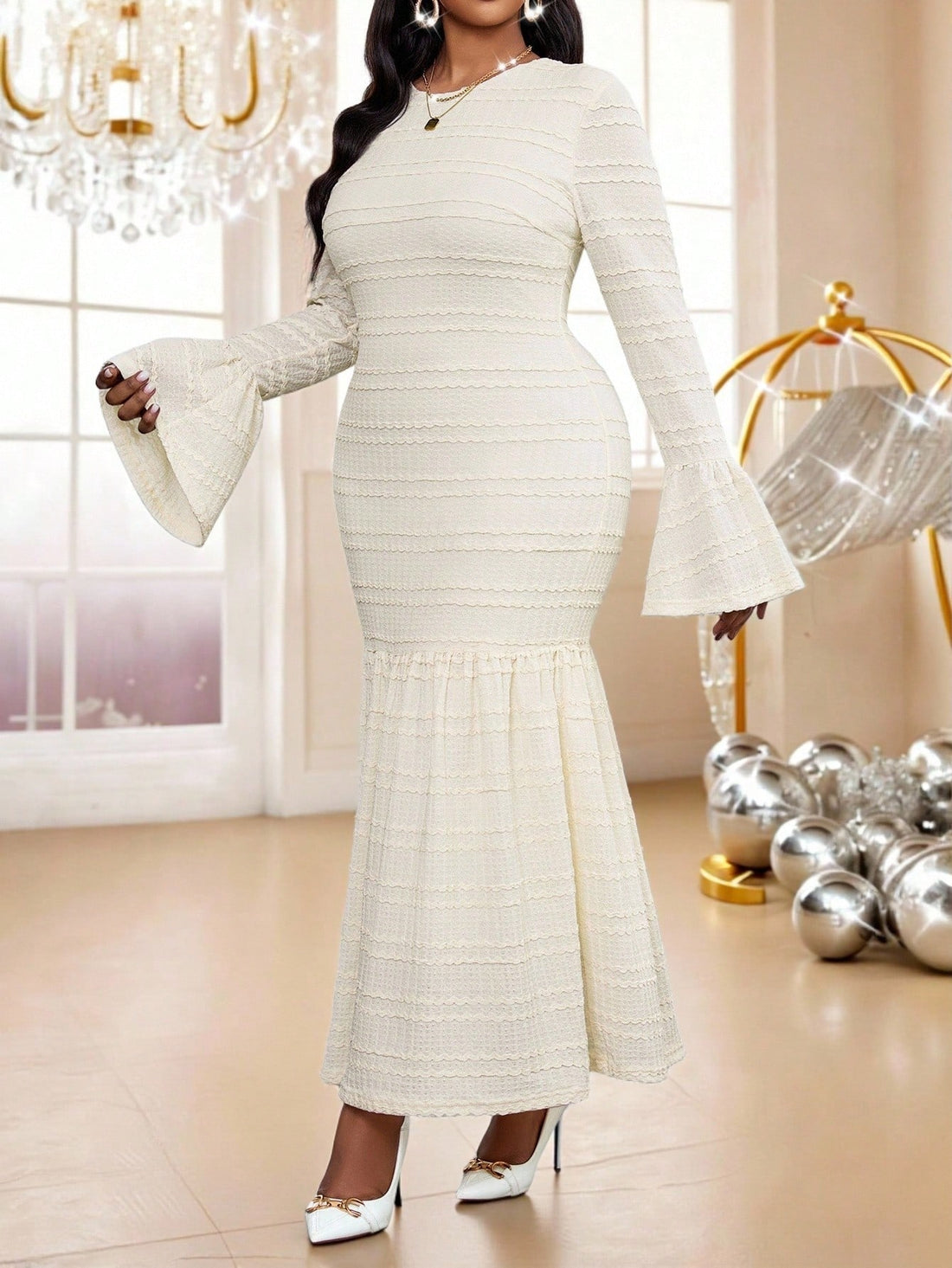 Step into timeless charm with the Fleurora Vintage White Dress. Designed for autumn and winter, its fit and flare silhouette beautifully flatters every figure. Playful ruffled sleeves and a delicate ruffled hem add a touch of whimsy while keeping you cozy and stylish. Perfect for twirling through cooler seasons with a vintage flair!