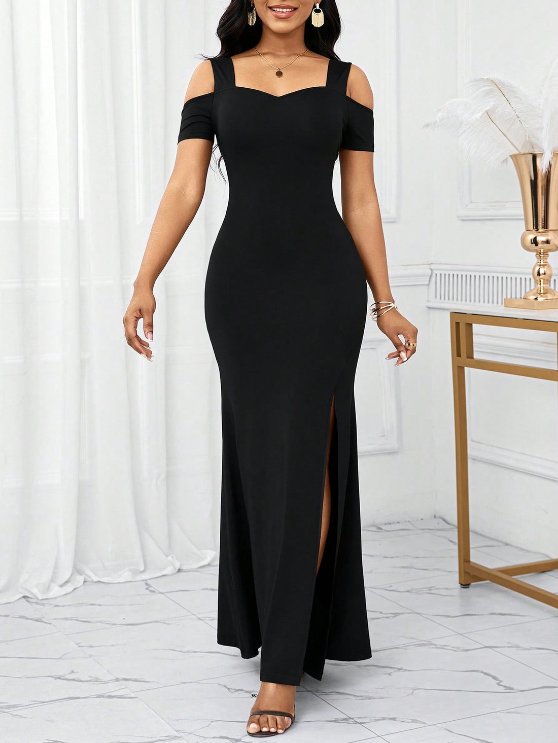 Dazzle and delight at your next wedding celebration with this head-turning guest dress! Designed for the woman who loves to make an entrance without upstaging the bride, this elegant number transitions seamlessly from ceremony to dance floor. Perfect for holiday weddings when you want to look festive without resembling a Christmas ornament. Prepare for compliments and "where did you get that?" whispers all evening long!