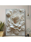 Add a touch of elegance to your living room, bathroom, or office with this stunning white floral embossed oil painting. This perfect wall art decor is sure to make a statement and enhance any space!