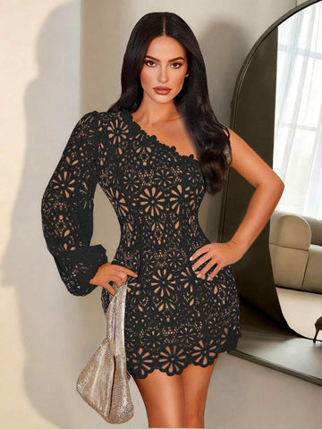 Elevate your fall wardrobe with this stunning white lace dress that's equal parts romantic and bold. The signature slanted shoulder design creates an effortlessly chic silhouette that catches every eye in the room. Crafted from delicate lace, it's the perfect piece for making a statement at any occasion—whether you're heading to brunch, a special event, or just want to feel fabulous on an ordinary day. Versatile enough to dress up or down, this is the dress that'll have you reaching for it again and again.