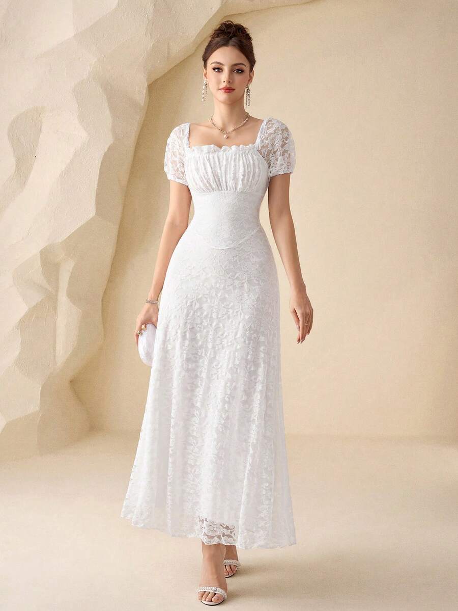 Experience the breathtaking fusion of Victorian artisanal heritage and sharp, modern architectural tailoring. This stunning square-neck lace ensemble is meticulously designed for the woman who values a high-fashion, "quiet luxury" approach to seasonal dressing—the ultimate centerpiece for prestigious garden weddings, exclusive coastal retreats, and high-authority summer social gatherings.