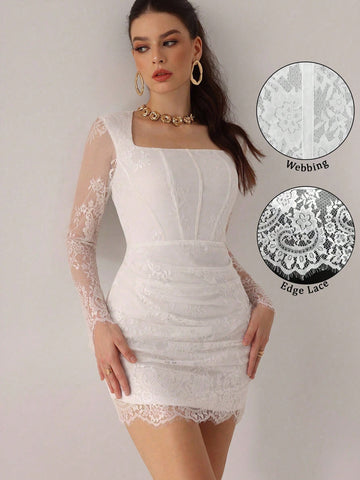 Slip into timeless elegance with this stunning white lace peplum bodycon dress that whispers French sophistication. The fitted silhouette hugs your curves beautifully while the dramatic peplum detail adds a playful flourish at the waist. Long sleeves provide graceful coverage, making it perfect for evening events, romantic dinners, or whenever you want to feel absolutely fabulous. Delicate lace detailing elevates the entire look with vintage-inspired charm that never goes out of style. Turn heads and feel c