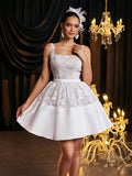 Step into the spotlight with this Elegant White Lace and Satin Pleated Dress, perfect for weddings and graduations. The delicate lace adds a touch of romance, while the satin pleats bring graceful movement to every step. Whether you're celebrating a milestone or dancing the night away, this dress combines charm and comfort with a playful twist.