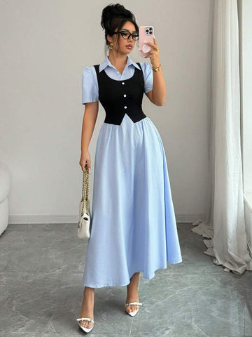 Striped midi dress view 1