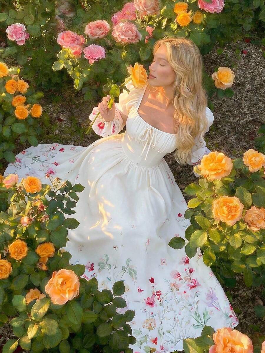 Celebrate your milestone moment in timeless elegance. This white milkmaid dress features a flattering square neckline and romantic flare sleeves that capture classic sophistication. The structured bodice provides graceful support while the flowing silhouette creates an ethereal, photo-ready look perfect for graduation ceremonies and formal occasions. Crafted with attention to detail, this piece combines vintage-inspired charm with contemporary styling, ensuring you feel confident and radiant as you mark thi