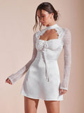 Turn heads in this Elegant White Satin Bustier Mini Dress that perfectly blends charm with sass. The ruched front adds a flattering touch, while the lace-up back lets you tailor the fit to your style. Silky smooth satin catches the light beautifully, making it ideal for nights full of fun and sparkle. Ready to dazzle? This mini dress is your new go-to for unforgettable moments.