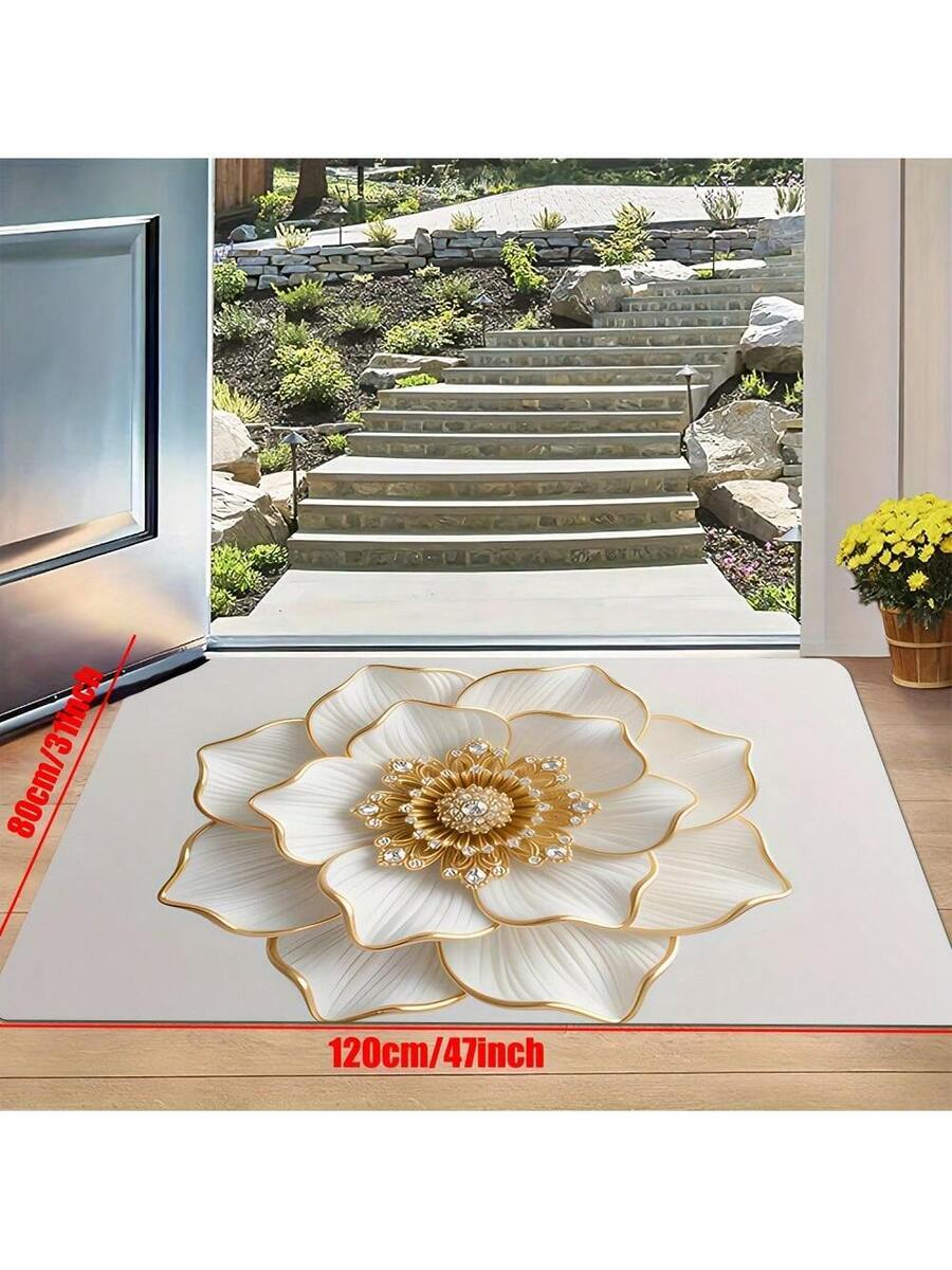 Bring timeless elegance to any room with this stunning white and gold floral floor mat. Crafted from soft, durable 100% polyester, it combines comfort underfoot with sophisticated style. The non-slip backing keeps it securely in place, while the foldable design makes storage effortless. Perfect for living rooms, bedrooms, dining areas, bathrooms, kitchens, and outdoor spaces, this versatile mat adapts to any décor. Whether you're preparing for a special occasion or refreshing your daily living space,