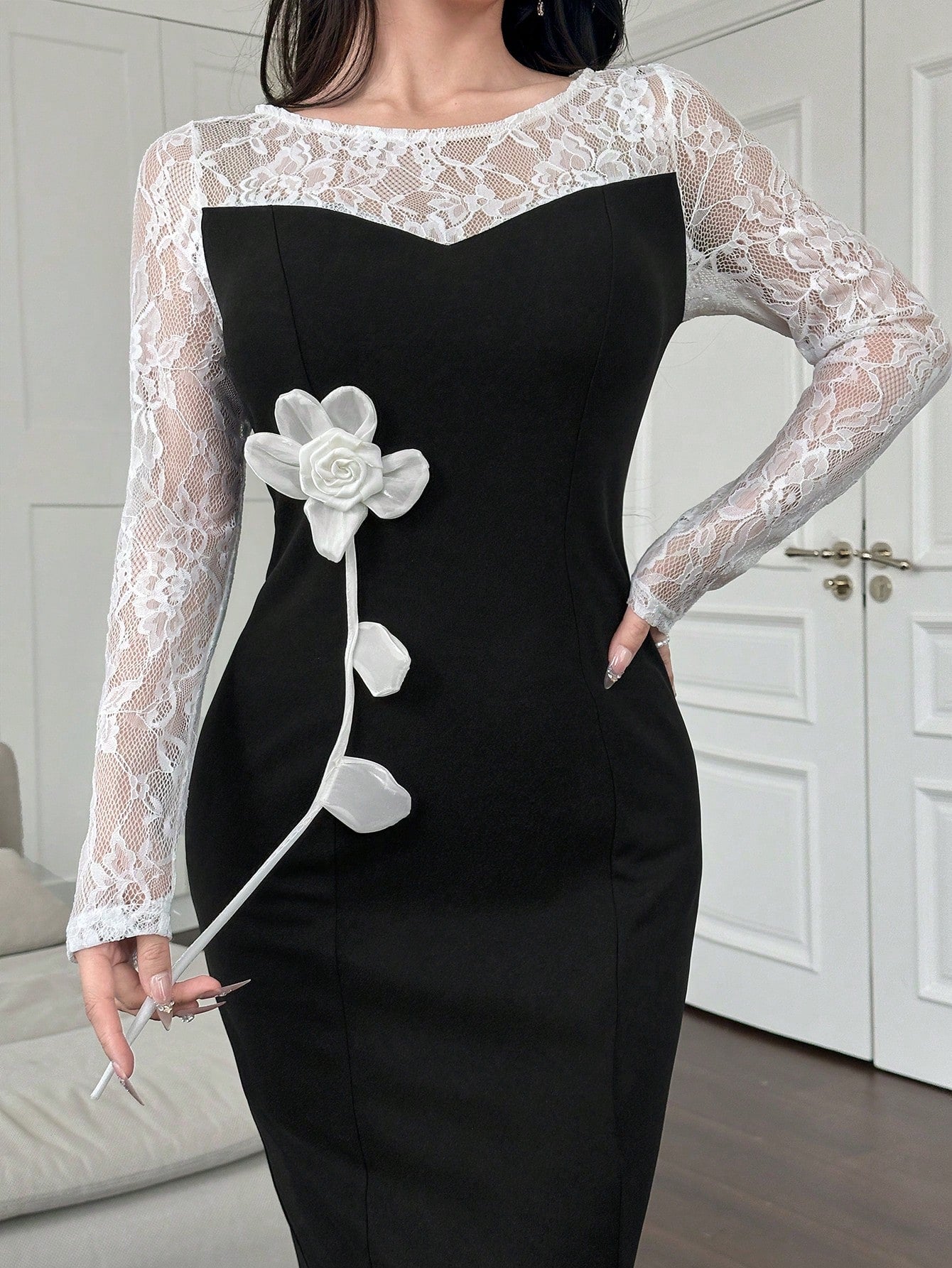 Slip into this elegant Women's 3D Floral Lace Dress for a romantic and stylish look that is perfect for any special occasion. The delicate floral lace adds a touch of elegance while the 3D design adds depth and dimension. Dress to impress with this beautiful and unique dress.