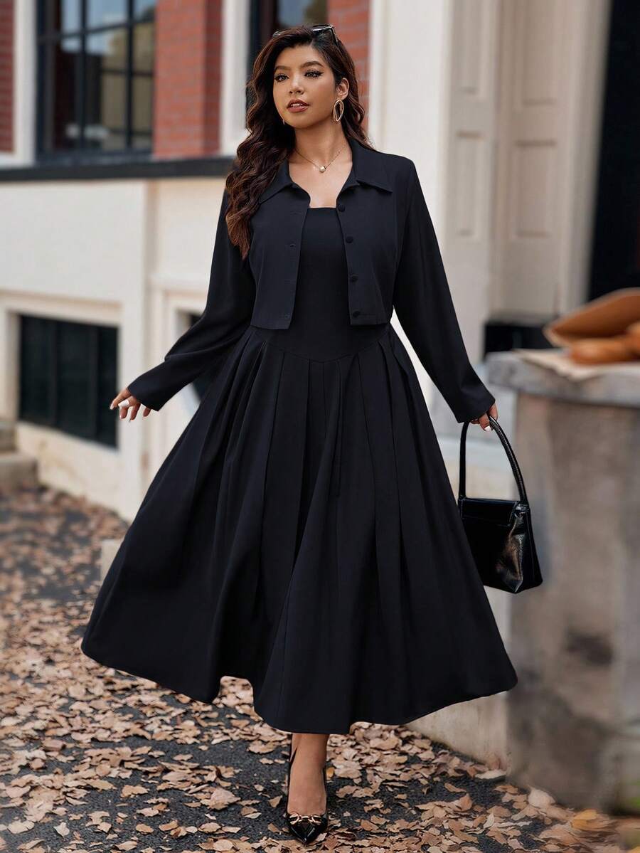 Slip into effortless elegance with this charming A-line midi dress that's ready for anything your day throws at you. The adjustable spaghetti straps let you customize the fit while the flattering silhouette skims your curves in all the right ways. Whether you're heading to the office, grabbing coffee with friends, or channeling vintage vibes, this versatile piece transitions seamlessly from boardroom to brunch. The midi length strikes that perfect sweet spot between sophisticated and playful, making it a wa