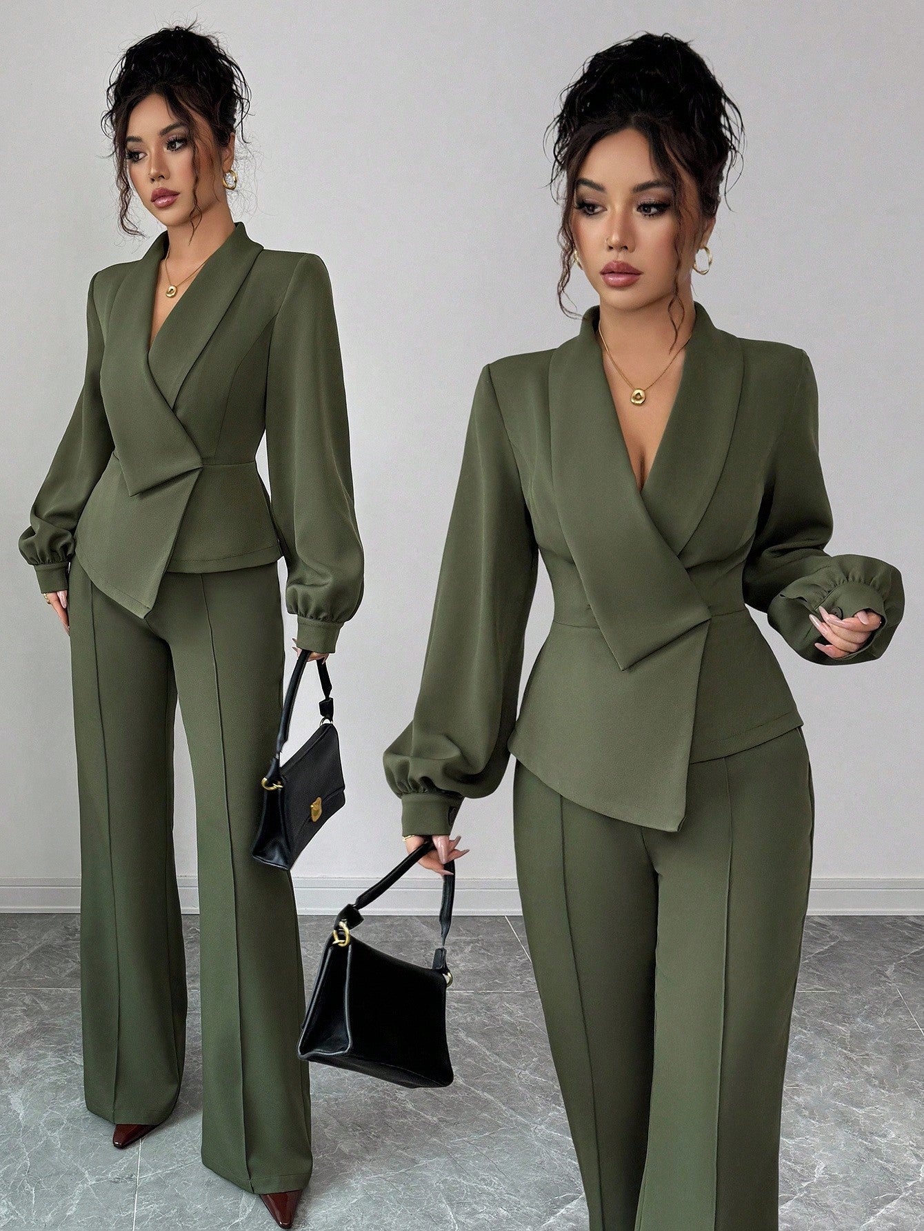 Elevate your wardrobe with this show-stopping two-piece ensemble that's equal parts chic and fun! The asymmetrical blazer features unexpected angles and modern flair, while the A-line flare pants deliver that perfect balance of comfort and sophistication. Whether you're heading to the office, a night out, or weekend brunch, this versatile suit adapts beautifully across all seasons. Mix, match, or wear together—this dynamic duo is ready for whatever adventure calls. Pure style, zero compromise.