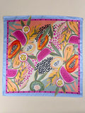 Elevate your accessory collection with this luxurious silk scarf, featuring a captivating floral print that brings timeless elegance to any outfit. Crafted from premium silk, this versatile piece drapes beautifully as a neckerchief, hair accessory, or beach cover-up, making it the perfect companion for holiday getaways and everyday sophistication. The soft, flowing fabric feels gentle against your skin while the vibrant floral design adds a touch of natural beauty and charm. 