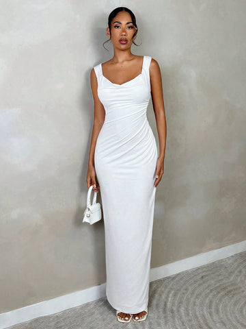 Get ready to turn heads in this elegant going out dress. The ruched plunging neckline adds a touch of allure, making it perfect for dates, parties, and beach vacations. You'll feel confident and stylish in this versatile piece.