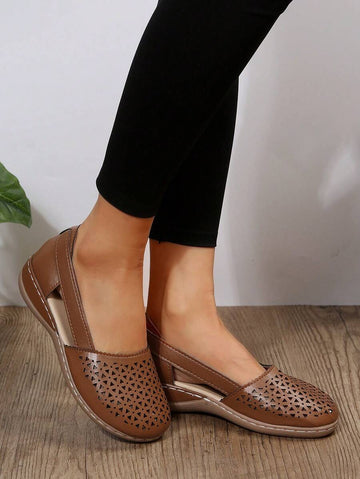 Step out in style and comfort with these Elegant Women’s Hollow-Out Slip-On Wedge Shoes. Their airy hollow-out design keeps your feet cool while the slip-on feature makes getting ready a breeze. Perfect for outdoor adventures or casual city strolls, the wedge heel adds a fun lift without sacrificing comfort. Make every step a playful statement!
