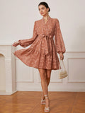Step into spring and fall with flair in this playful V-neck mini dress, featuring a charming floral cutout design and a flattering waist belt that highlights your silhouette. Its breezy fit and vibrant pattern make it the perfect choice for sunny days and crisp evenings alike. Embrace effortless style and turn heads wherever you go!