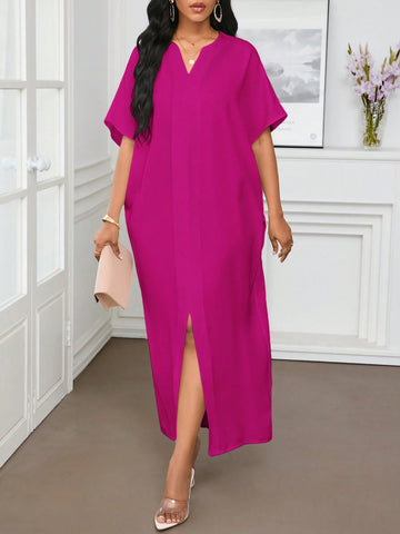 Be effortlessly chic in this Elegant Women's White Short-Sleeve Kaftan Dress. Perfect for work or play, this dress is the ultimate addition to your spring and summer wardrobe. Stay cool and stylish while making a statement with this must-have casual piece.