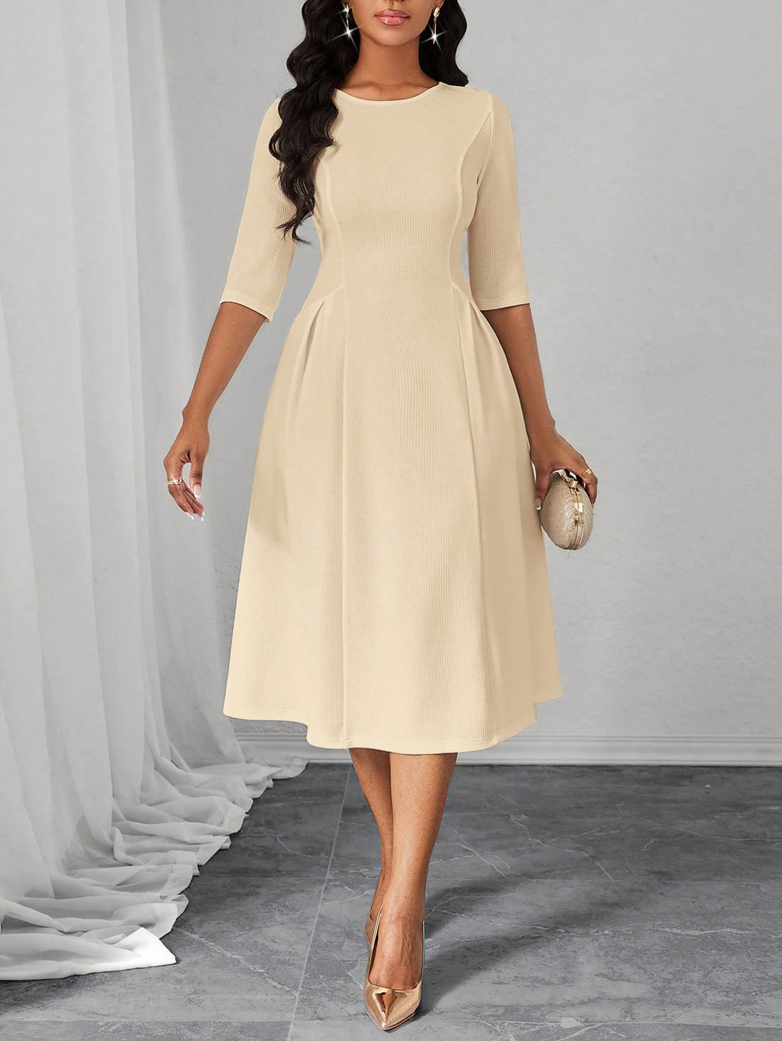 Upgrade your wardrobe with our Elegant Year-Round Women's Dresses. Perfect for the office, parties, and celebrations, these dresses are the ultimate versatility for any occasion. Look chic and stylish all year long with this wardrobe essential. (Dress shoes not included.)