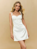 Get ready to charm everyone at the next wedding in this chic and flirty spaghetti strap mini dress! Its elegant design and perfect fit makes it the ideal choice for any special occasion. Guaranteed to make you feel fabulous throughout the night! (Weddings just got a whole lot more charming!)