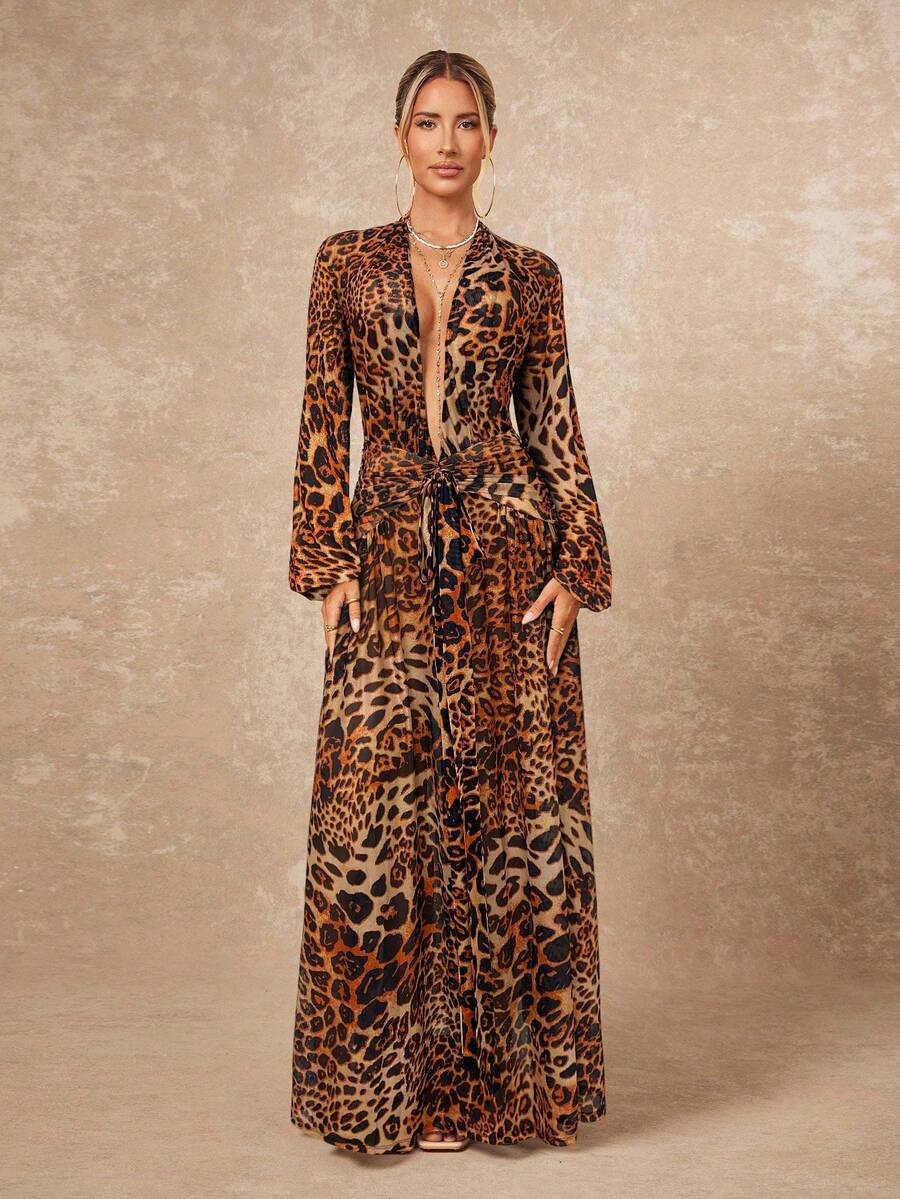 Unleash your wild side with this stunning leopard print maxi dress that's equal parts sophisticated and fun. Featuring elegantly layered construction, this versatile piece transitions seamlessly from fall weddings to weekend festivals. The flowing silhouette flatters every frame while the timeless leopard pattern adds an instant dose of personality. Whether you're dancing at a party or celebrating in style, this dress is your go-to for making a memorable entrance. Comfort meets glamour in one irresistible p