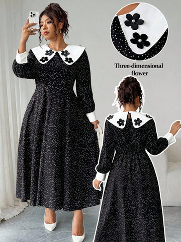 Make a statement at your next outdoor celebration in this charming navy polka dot A-line dress! The playful white dots dance across a sophisticated navy base, while contrast sleeves add an unexpected twist that keeps things fun and flirty. Designed with plus-size curves in mind, the A-line silhouette flatters your figure and moves beautifully as you celebrate life's special moments. Whether you're attending a garden party, bridal shower, or outdoor wedding, this dress brings together timeless elegance with 