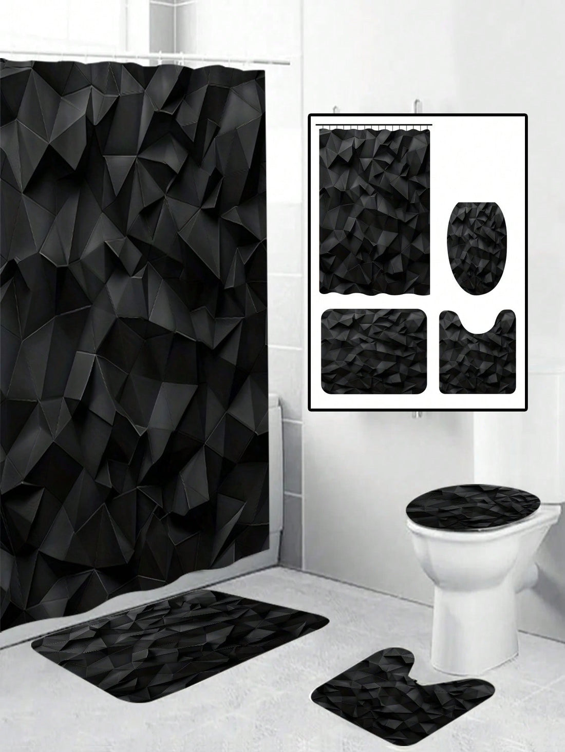 Transform your bathroom into a unique and stylish space with our 3D Black Graphic Pattern Shower Curtain. Elevate your shower experience with this high-quality curtain that features a modern and eye-catching design. Say goodbye to boring bathrooms and hello to a whole new level of decor!