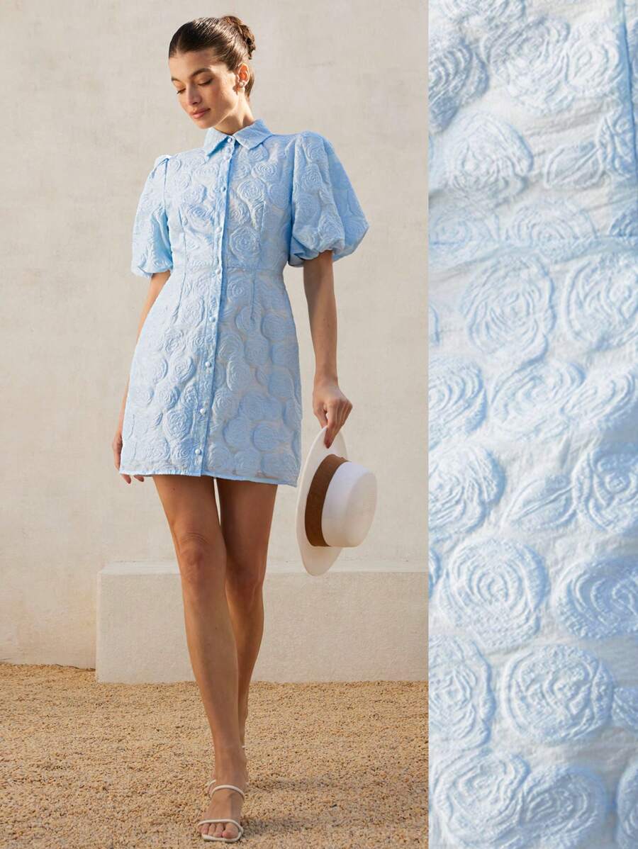 Step into romance with this playful jacquard dress designed to turn heads from Valentine's Day through every special occasion. Its intricate pattern and flattering silhouette bring a touch of elegance and fun to your wardrobe, making every moment feel like a celebration. Perfect for those who love to mix charm with style, this dress promises to elevate your look and your mood wherever you go.