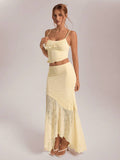 Exude Ethereal Sophistication in Our Asymmetrical Lace Vest & Ruffled Skirt Set!

Experience the breathtaking fusion of romantic heritage and sharp, modern architectural tailoring. This stunning two-piece ensemble is meticulously designed for the woman who values a high-fashion, 