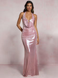 Turn heads in this stunning pink maxi dress designed for those unforgettable moments. The daring backless silhouette and plunging V-neckline create instant allure, while strategic ruching flatters your figure beautifully. Perfect for date nights, weddings, or any occasion calling for show-stopping elegance. Slip into confidence and let your style do the talking. This dress isn't just an outfit—it's your statement piece.