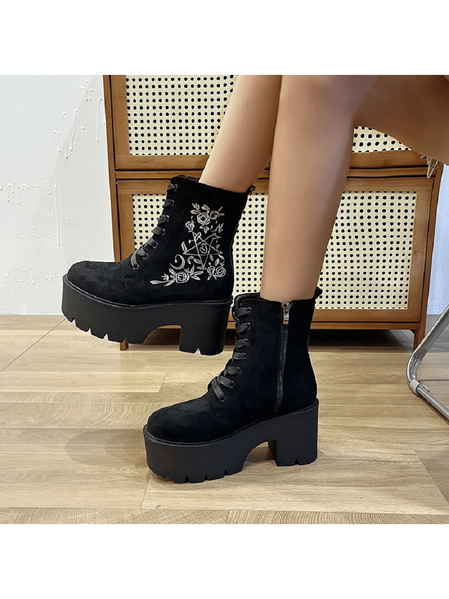Elevate your style with these chunky heel lace-up boots for women. These boots provide both fashion and comfort with their sturdy heel and lace-up design. Experience a new level of style that will make you stand out from the crowd.