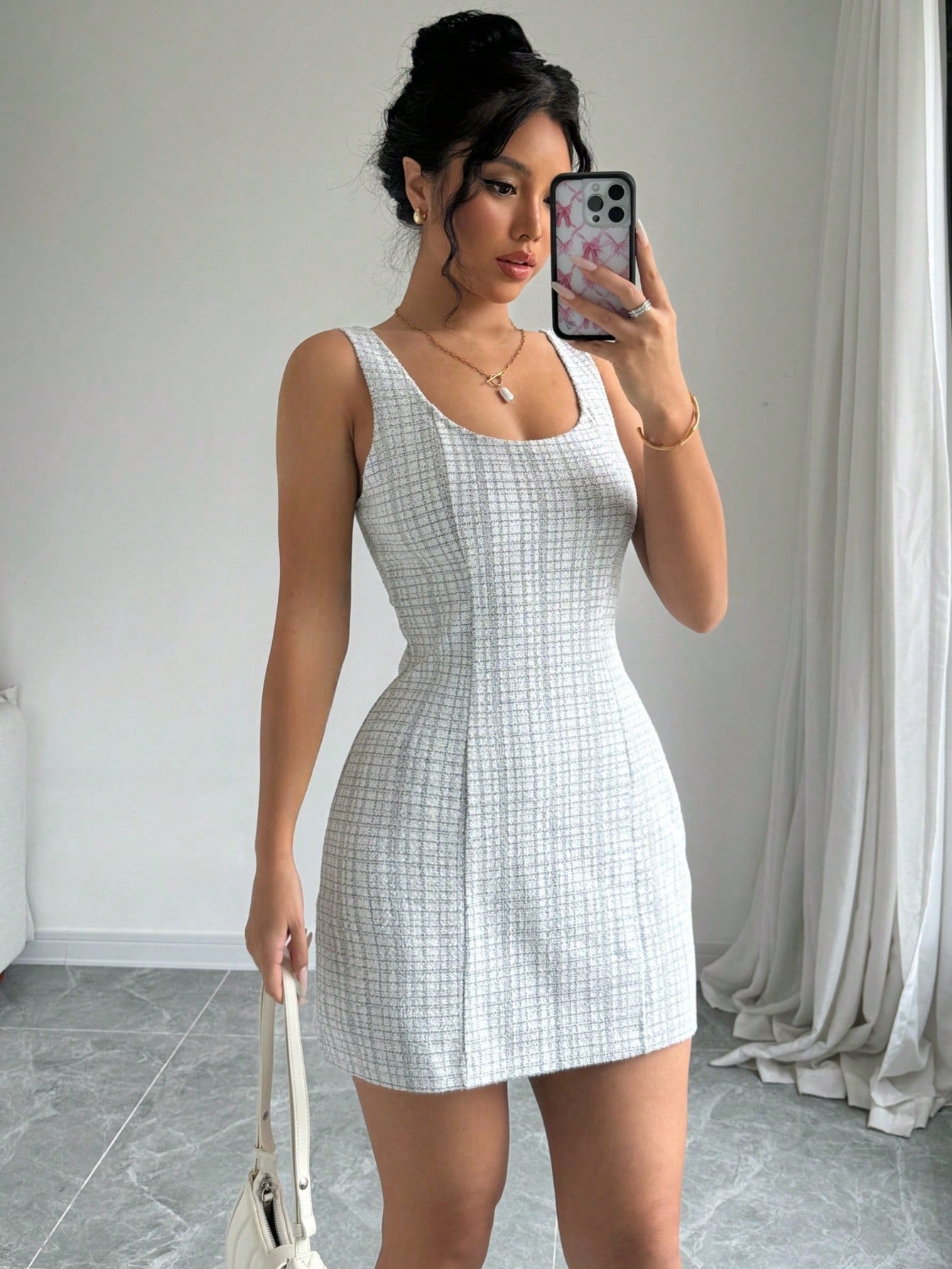 Elevate your style with the chic Plaid Print Zip Back Dress. This dress features a flattering plaid print and a convenient zip back for easy dressing. Perfect for any occasion, this dress will elevate your look with its timeless design.