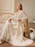Effortlessly transition from summer vibes to autumn adventures in this stunning sheer ruffle trim long sleeve dress. The delicate ruffled edges add a touch of romantic flair, while the flowing silhouette keeps you cool and comfortable. Whether you're strolling along the beach or embracing cozy fall days, this versatile piece layers beautifully and works as a cover-up or standalone statement. Dress it up with heels for evening elegance or keep it casual with sandals for laid-back charm. A wardrobe essential 