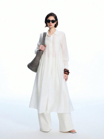 Step into effortless boho chic with this minimalist ruched white semi-sheer shirt dress. Its delicate fabric and subtle ruching create a breezy, flattering silhouette perfect for sunny days or casual nights out. Light and airy, it’s your go-to piece for adding a touch of playful elegance to any wardrobe.
