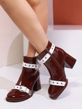 Elevate your style this season with our Chic Burgundy Round Toe Thick Sole Short Boots! Featuring a trendy round toe design and thick sole for comfort and durability, these boots are perfect for fall and winter fashion. Look stylish and stay comfortable all day long!