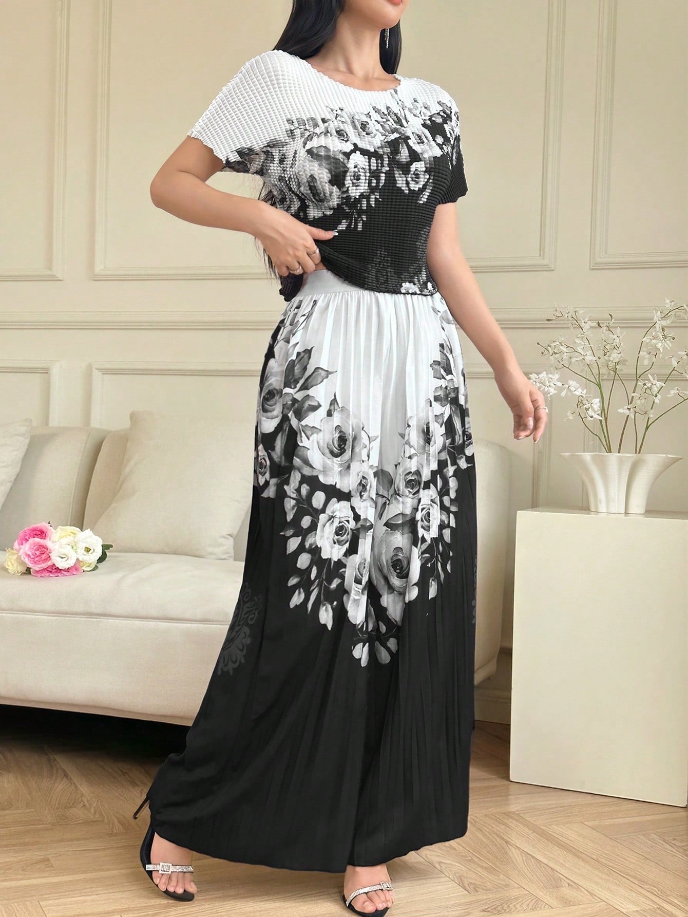 Elevate your everyday style with this gorgeous two-piece set that's all about comfort meeting fashion! The embossed flower print top features a relaxed, loose fit that flatters every body type, while the matching wide-leg pants create those coveted flowing lines. Perfect for casual outings, weekend brunches, or just lounging in style—this set proves you don't have to sacrifice comfort for looking absolutely fabulous. Mix, match, or wear together for instant effortless chic that'll have everyone asking where