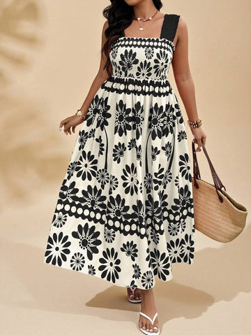 Step into sunshine with this playful plus size floral print sleeveless vacation dress. Its breezy design keeps you cool while the vibrant floral pattern adds a splash of summer fun. Perfect for beach days or casual strolls, this dress combines comfort and style effortlessly, making every moment feel like a sunny getaway.