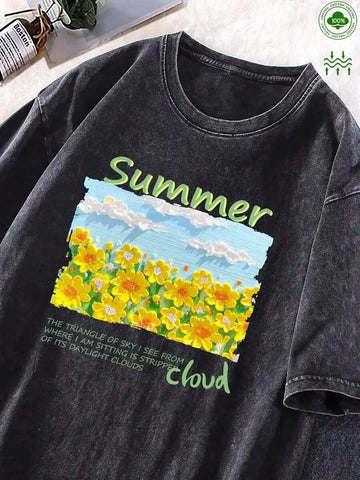 Step into summer with our Floral-Printed Washed Cotton T-Shirt, designed to keep you cool and stylish during all your outdoor adventures. The soft, breathable cotton fabric feels great against your skin, while the vibrant floral print adds a fun, playful touch to your look. Whether you're hitting the park or searching for the perfect gift, this tee brings cheerful vibes and comfort wherever you go.