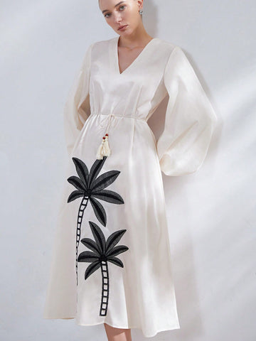 Step into sunshine with the Embroidered Palm Maxi! Featuring a flirty V-neck, breezy bell sleeves, and a playful high-low hem, this dress dances with every step. The drawstring weave belt cinches your waist just right, adding a touch of charm to your effortless style. Perfect for twirling through warm days and balmy nights!