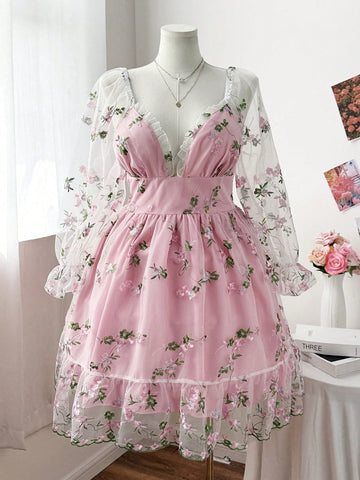 Step into charm and grace with this Embroidered V-Neck Midi Dress! Featuring a flattering cinched waist and delicate embroidery, it’s your go-to for turning heads at any event. Whether it’s brunch or a night out, this dress brings effortless elegance with a playful twist.