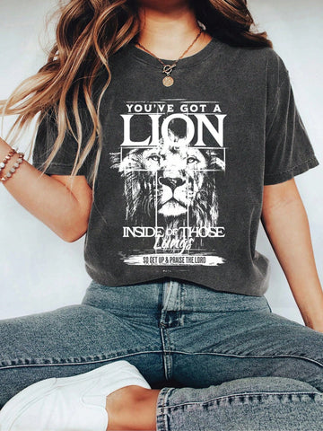 Roar with confidence and embrace your inner courage with our Empower Your Spirit tee! Made with premium Comfort Colors fabric, this women's tee features a powerful message: 'You've Got A Lion Inside'. Perfect for any Christian woman looking to bring a little fierceness to their wardrobe.