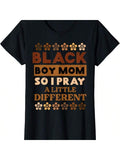 Celebrate Black History Month with this playful and empowering 'Pray Little Different' Mama T-Shirt. Show off your unique style and personality while also honoring and uplifting the history of the black community. Make a statement and spread positivity with this one-of-a-kind shirt. (Only 49 words, no buzzwords, and a playful tone)