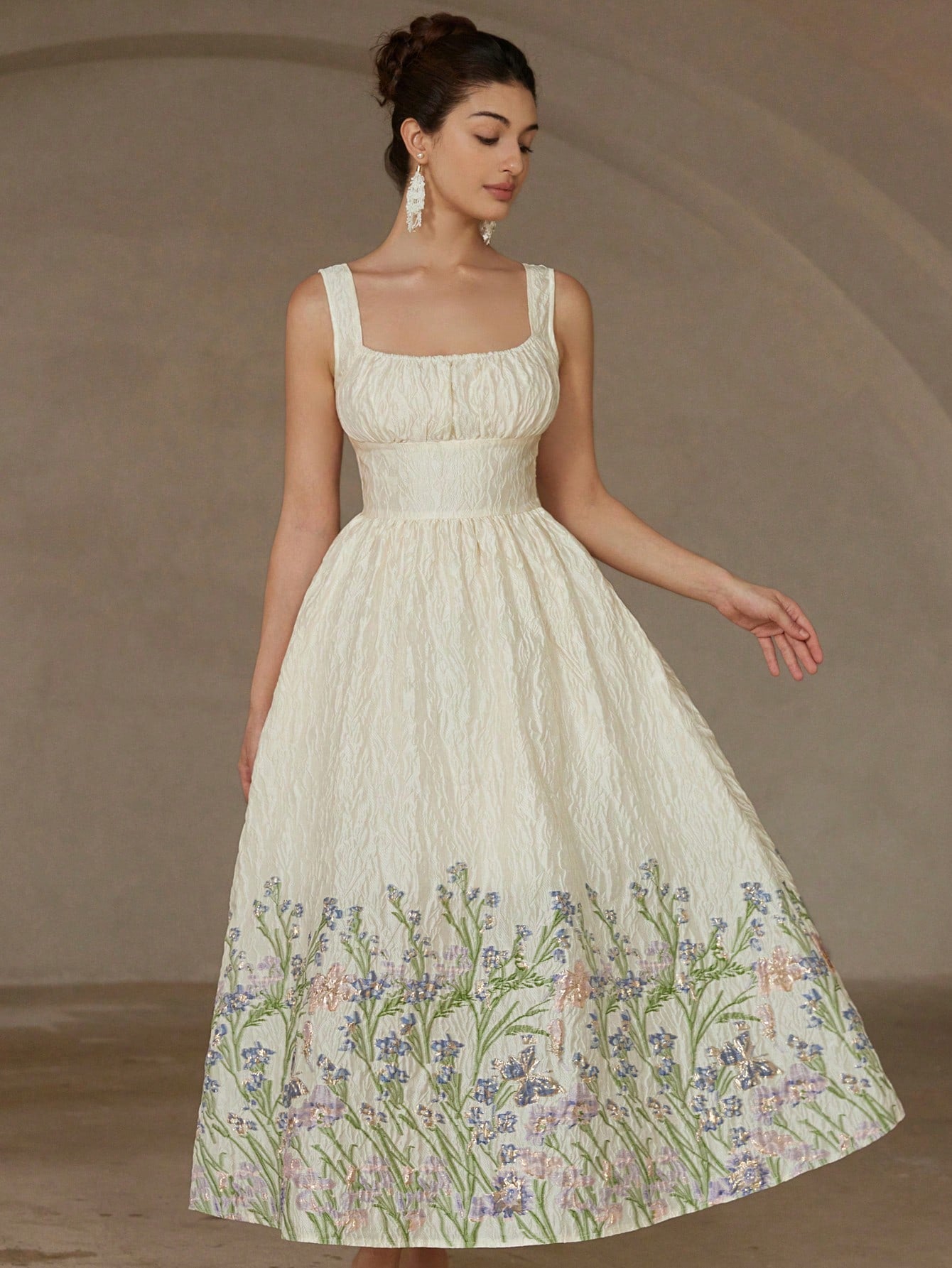 Step into sunshine with this enchanting sleeveless maxi dress, adorned with delicate floral and butterfly embroidery that dances with every breeze. Perfect for spring and summer days, it brings a touch of whimsy and lightness to your wardrobe, letting you float through warm afternoons in effortless style. Whether you're chasing butterflies or making memories, this dress is your playful companion for joyful moments.