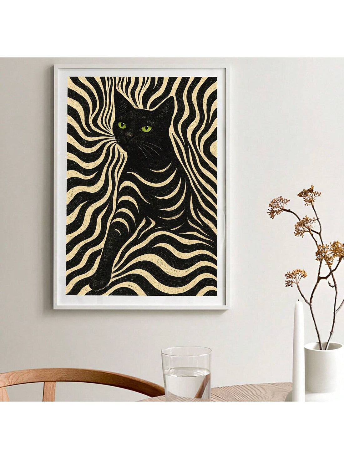 Bring a touch of whimsy to your space with this Enchanting Green Eyed Cat Canvas Wall Art. Its vivid green eyes and sleek frameless design add a modern twist to any room, making it perfect for cat lovers who appreciate playful yet stylish decor. This captivating piece sparks curiosity and charm, inviting smiles from all who see it.